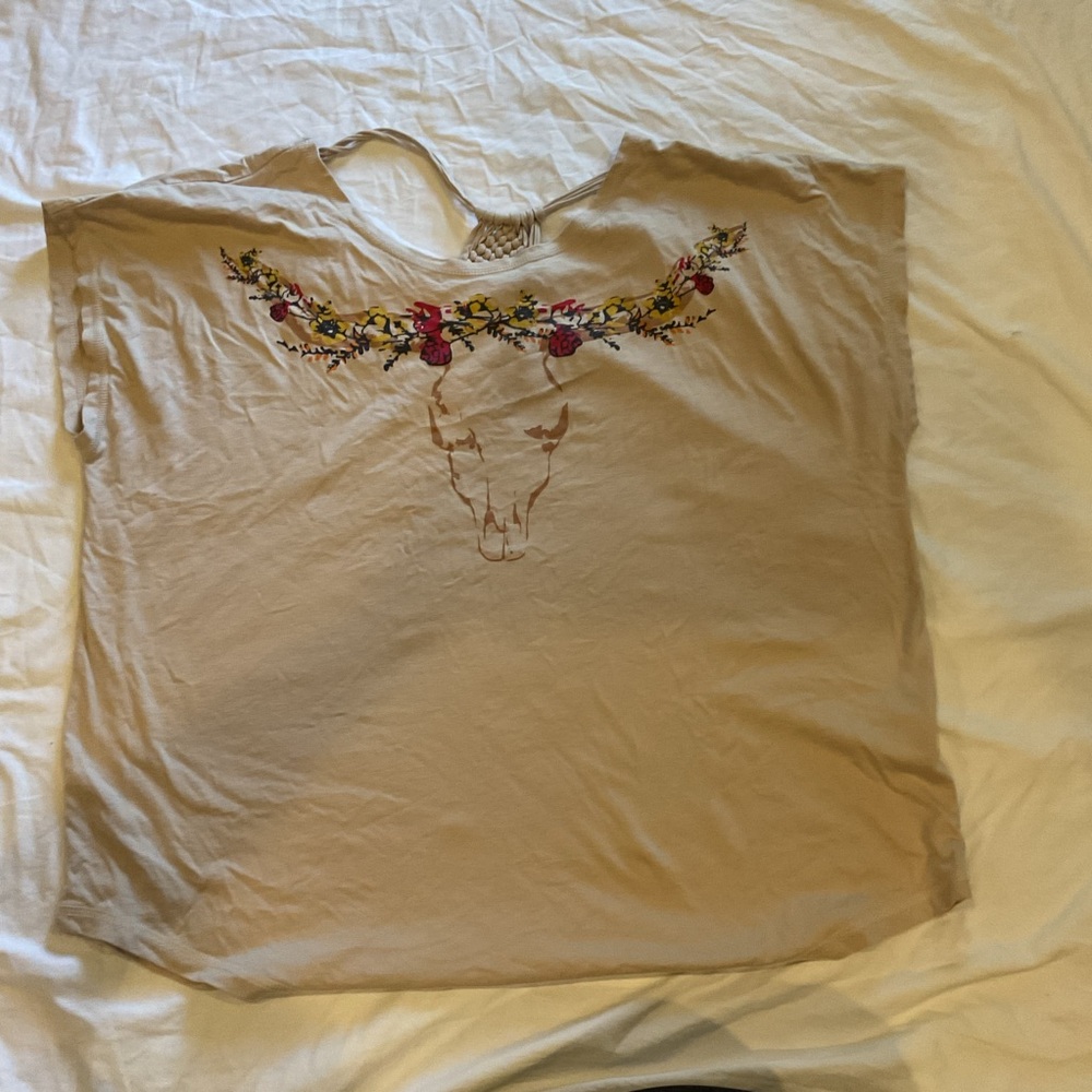 Ariat Beige Top with Floral Accents